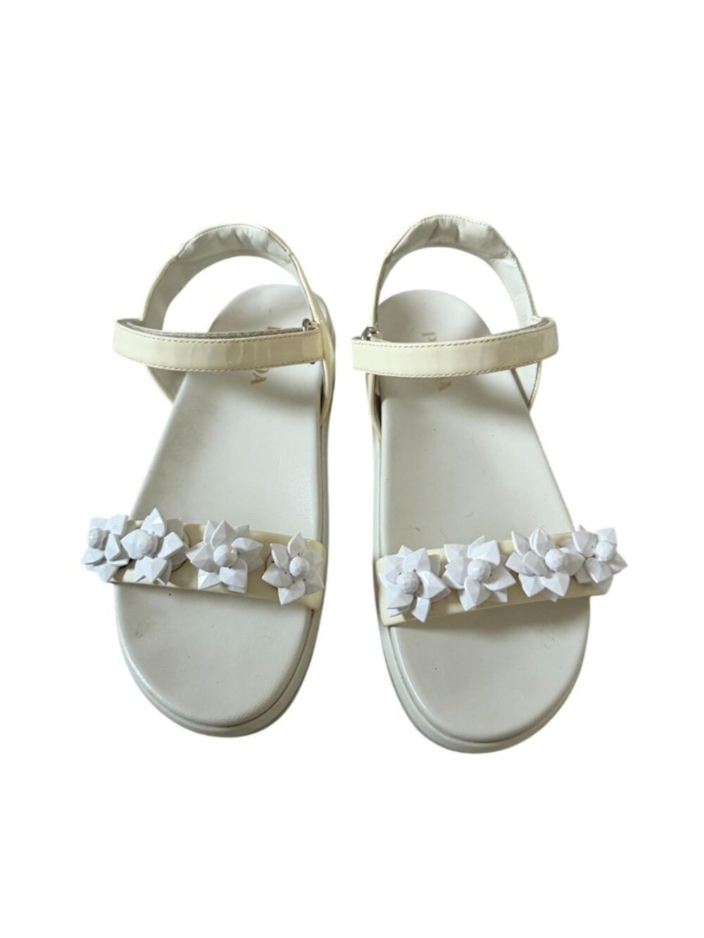 PRADA White Embellished Platform Sandals Size 38.5 / US 8.5 - Picture 5 of 11